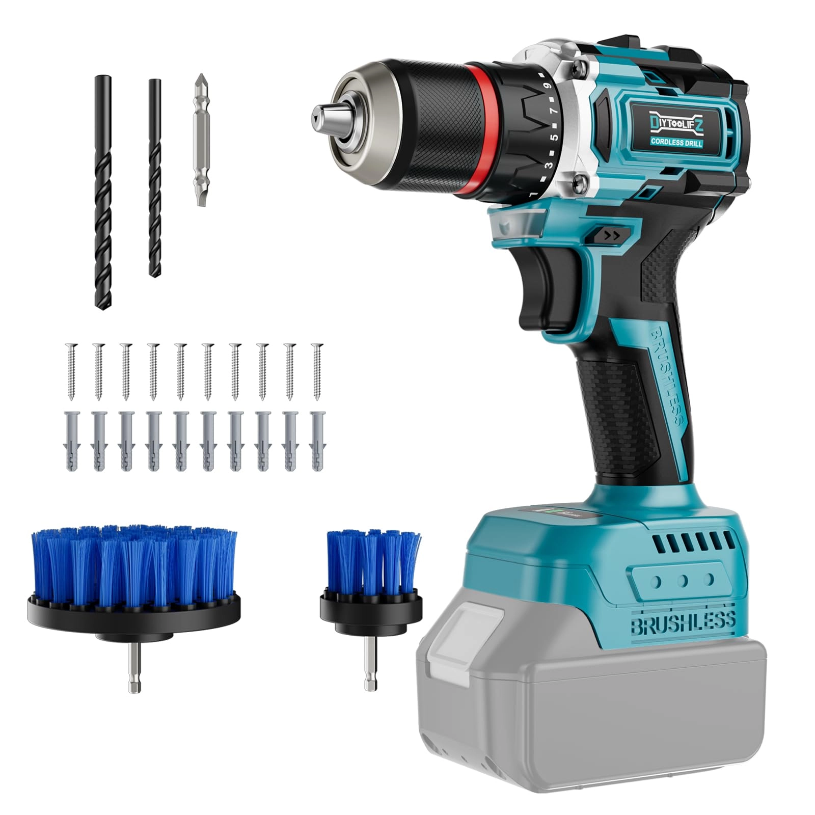 DIYtoolifz Cordless Drill - 18V 440 In-lbs Brushless