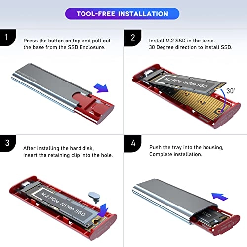 M.2 NVME SSD Enclosure - USB3.1 Gen2 M key NVMe 2230/2242/2260/2280