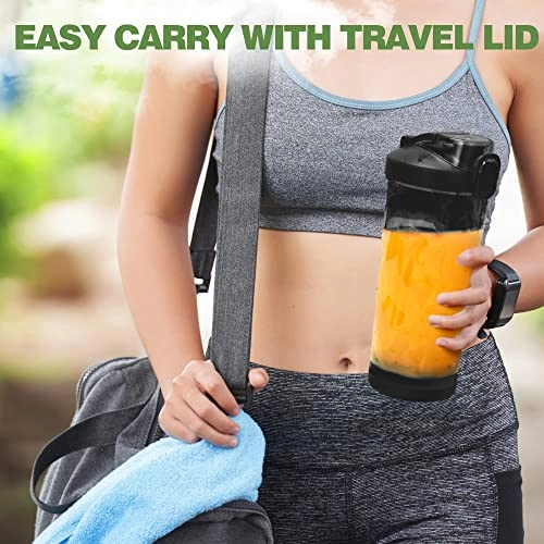 Portable Blender - USB Rechargeable Waterproof BPA-Free Cup Travel Lid Black