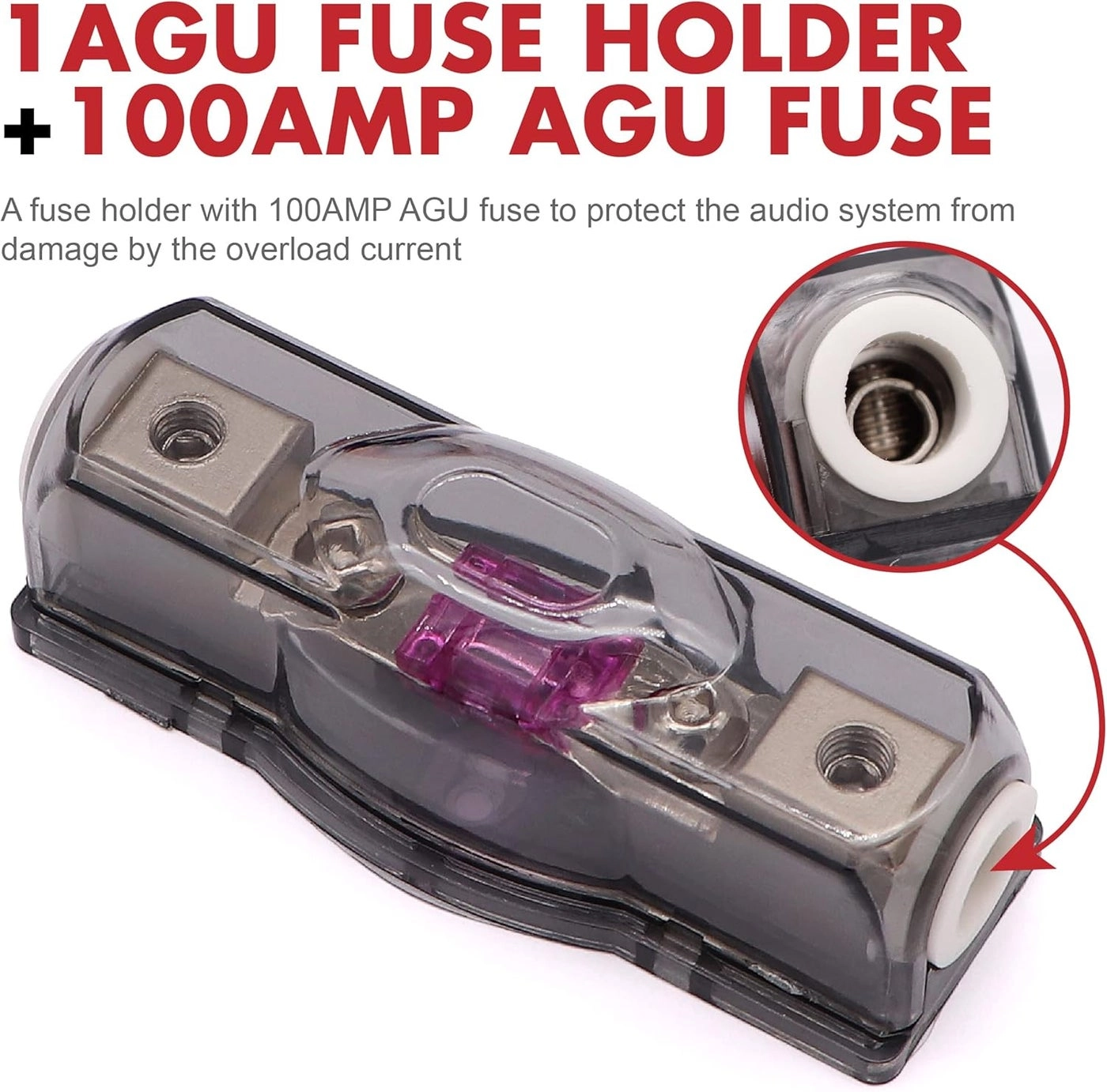 0 Gauge Car Amp Audio Wiring Kit - 17FT red power cable 100AMP fuse