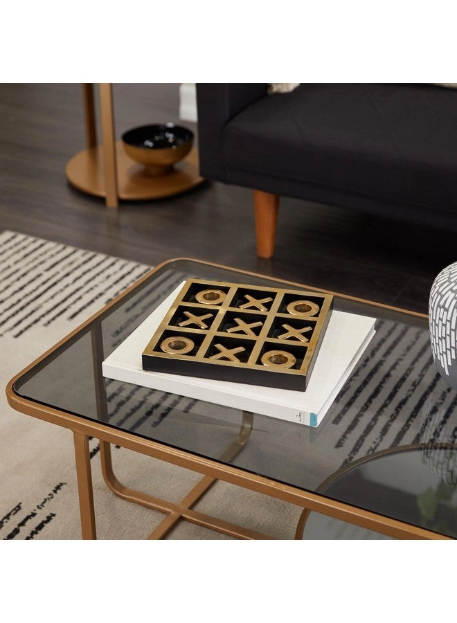Tic Tac Toe Game Set - Aluminum Gold Inlay