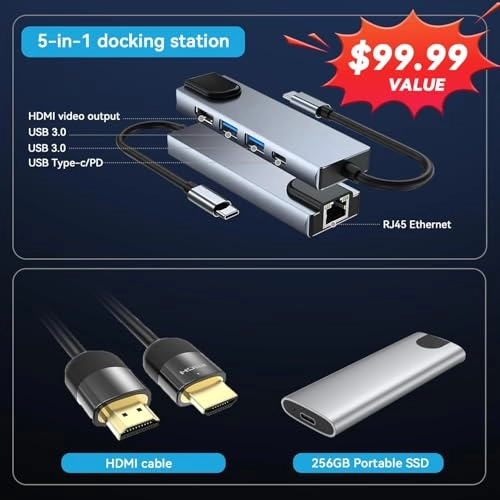 Daily Essential Laptop - 15.6'' Core i3-N305 8GB + Portable SSD - 256GB