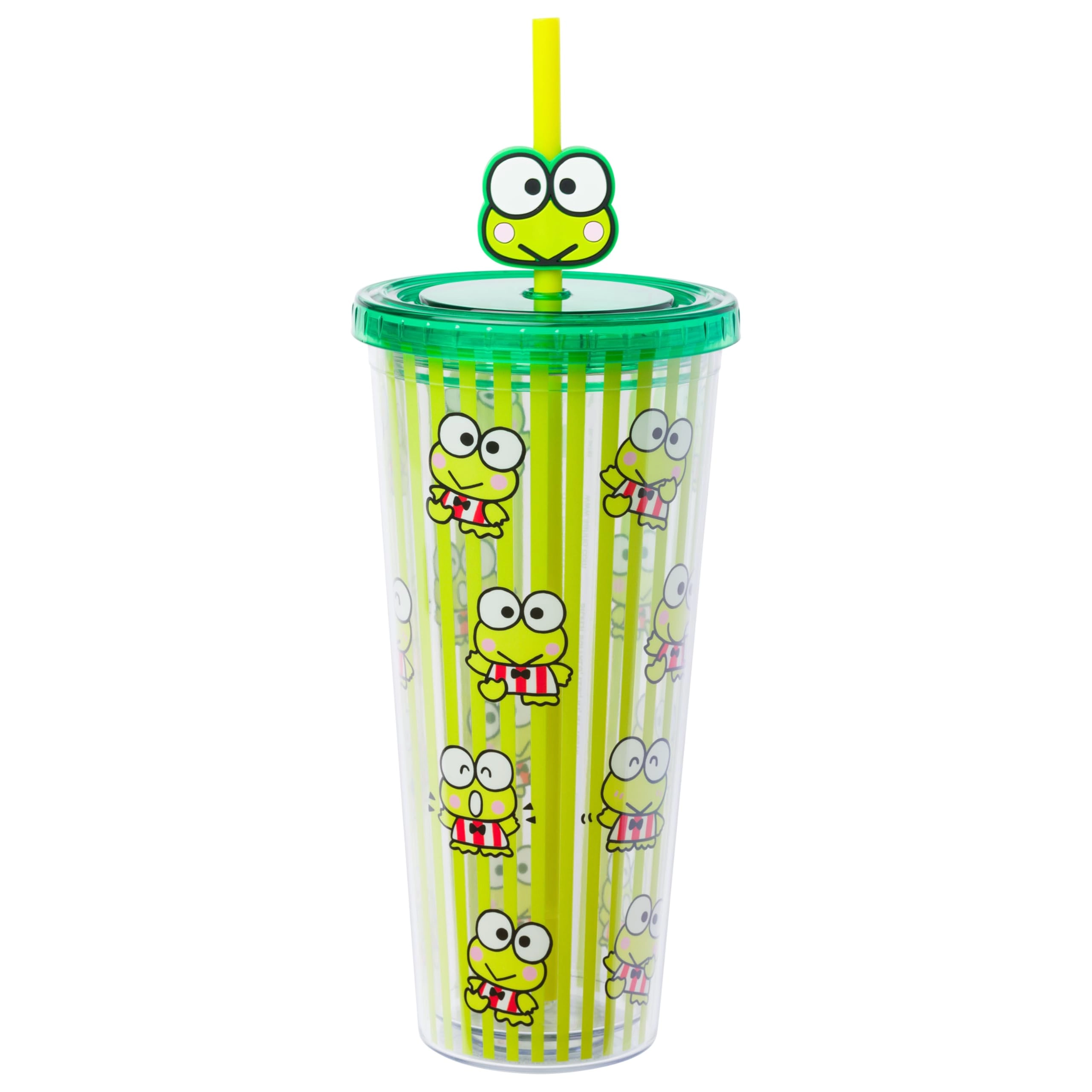 Silver Buffalo Keroppi Plastic Cold Cup - 1 pcs Lid and Straw Topper