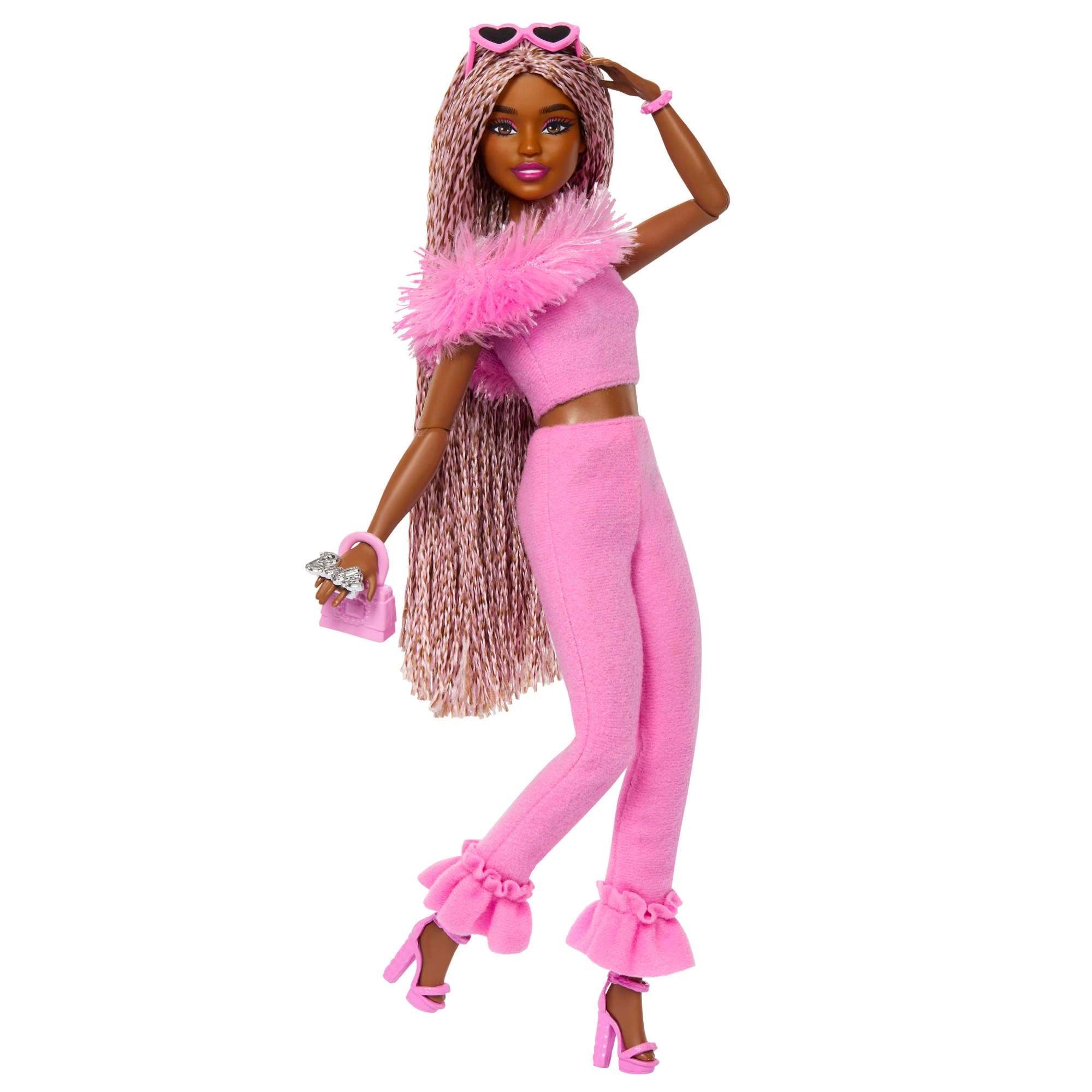 Barbie Deluxe Style Barbiecore Doll - Braided Hair Faux Fur Neck Top Ages 4+