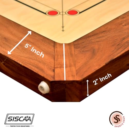 SURE SLAM - Premium Collection Carrom Board Natural Finish Frame