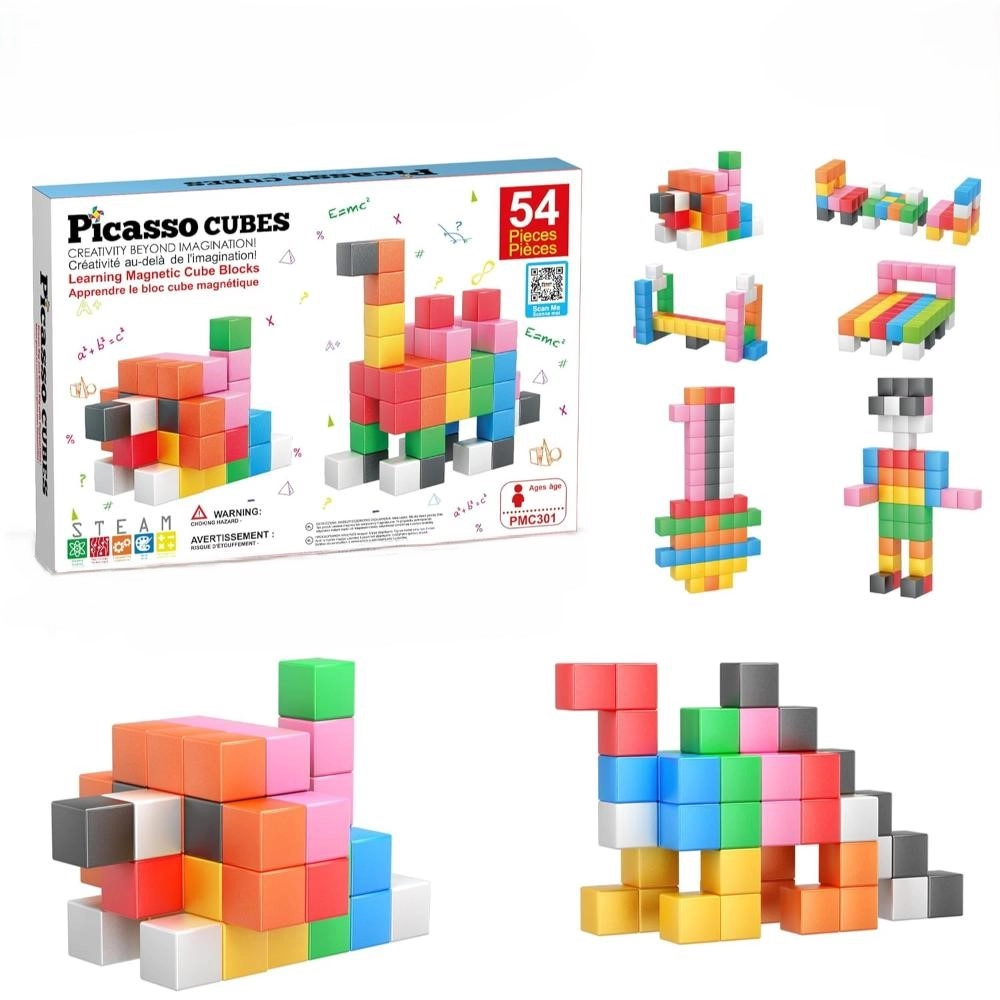 Magnetic Cubes Learning Blocks - 3+ Years 54 pieces