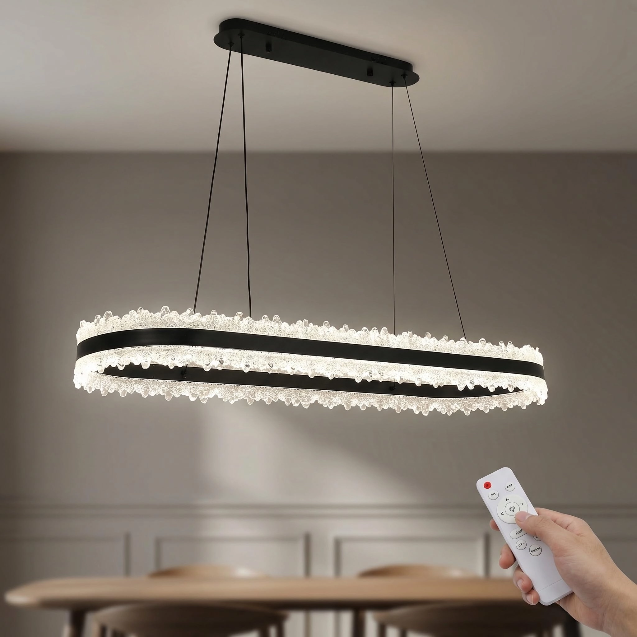 LED Ring Chandelier Oval - 3000K/4500K/6000K Stepless Dimming