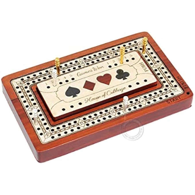 Cribbage Board - 2 Track 60 Points Bloodwood / Maple Wood