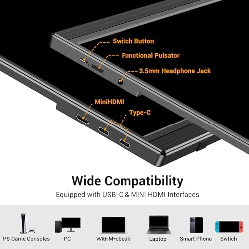 Portable Monitor Touchscreen - FHD 1080P 15.6 Inches