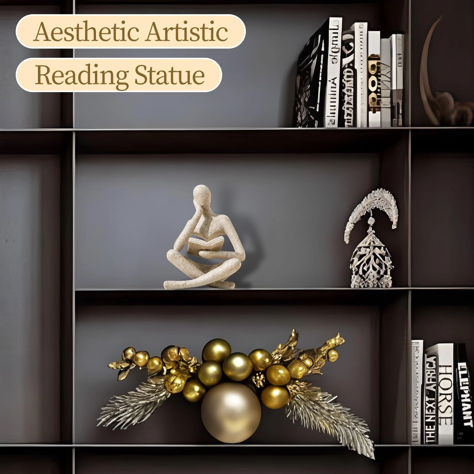 Reading Thinker Statue - Resin