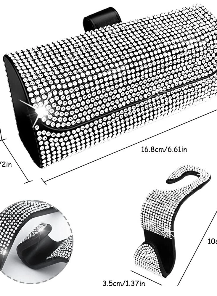 Bling Glasses Holder - black 2 x Car Hooks