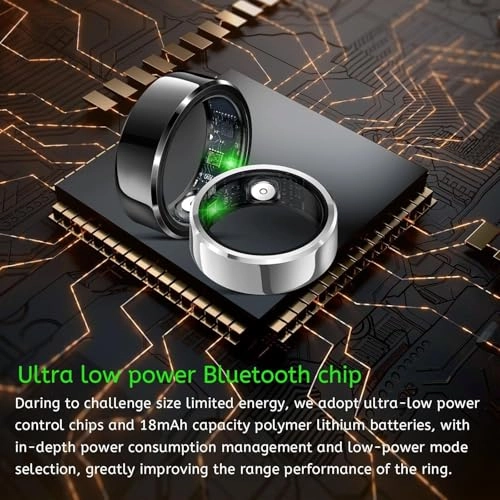 Smart Ring - IP68 Heart Rate + Charging Case - 300 mah battery