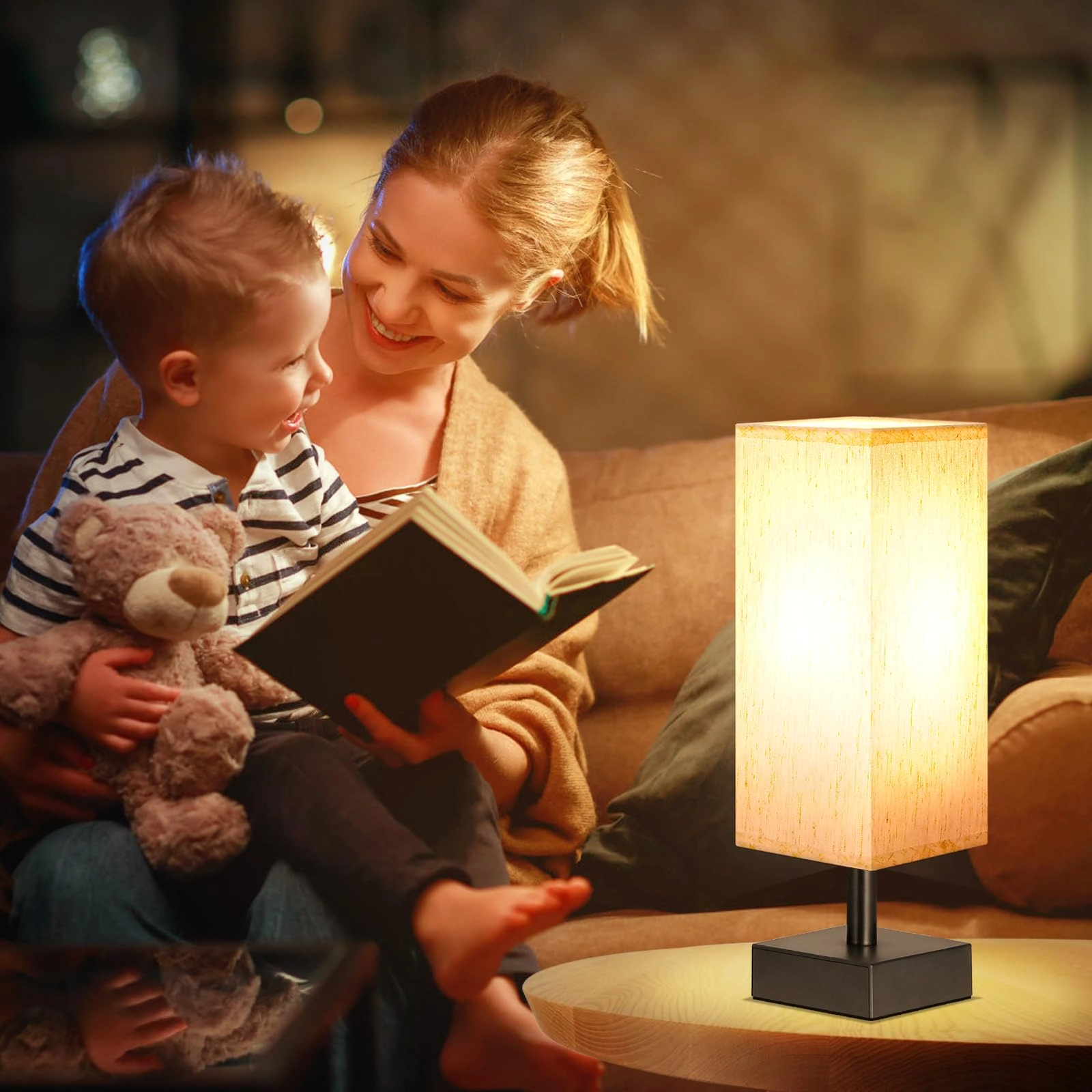 S6-16 - Linen Black Small Table Lamp