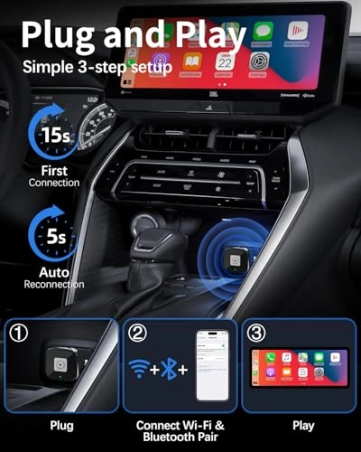 Wireless Car Play Adapter - Apple CarPlay Android Auto Plug & Play