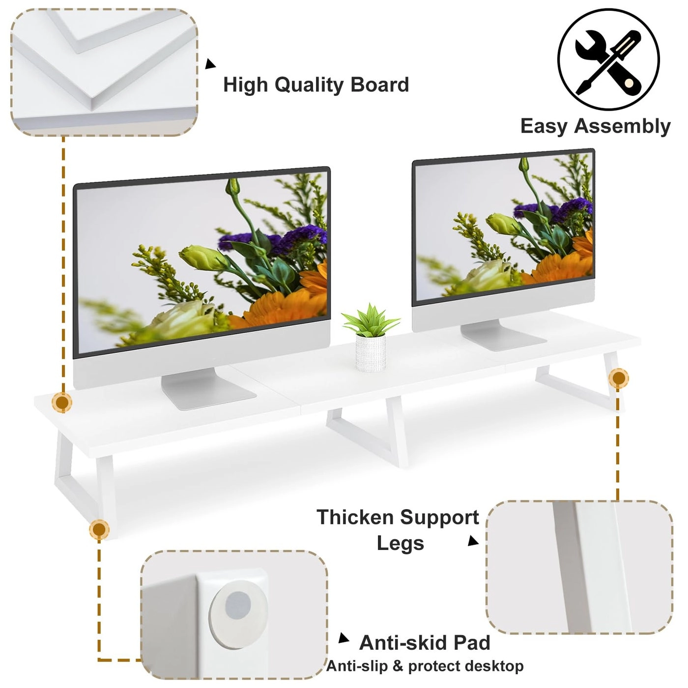 Dual Monitor Stand Riser - 2 Monitors 37 inch