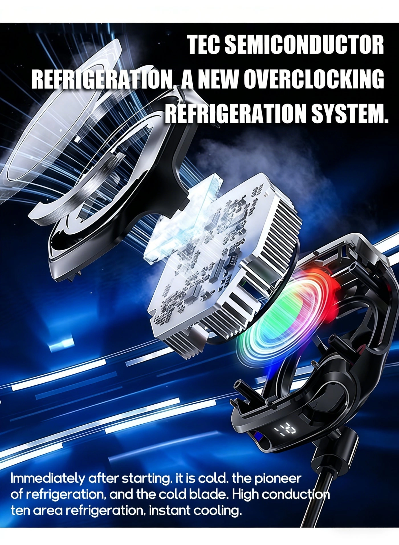 Wireless Magnetic Phone Cooler - 2000 mAh Battery Display Portable