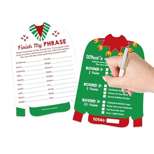 Ugly Sweater Activity Duo Games - 20 Count Holiday Party