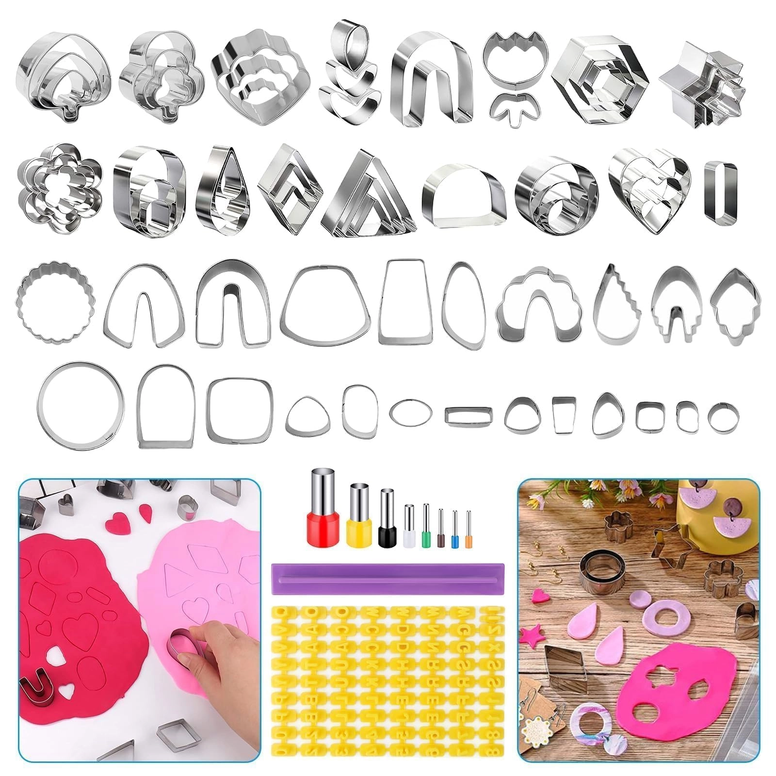 EEEKit Polymer Clay Cutters - 76PCS 67 Shapes Stainless Steel