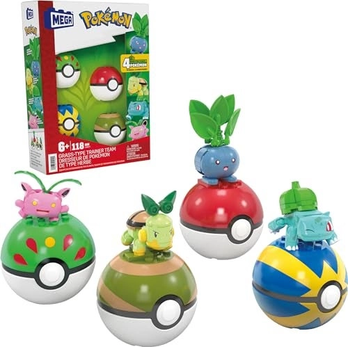 MEGA Pokémon Grass-Type Trainer Team - 4 Poseable Character 2 Inches Tall