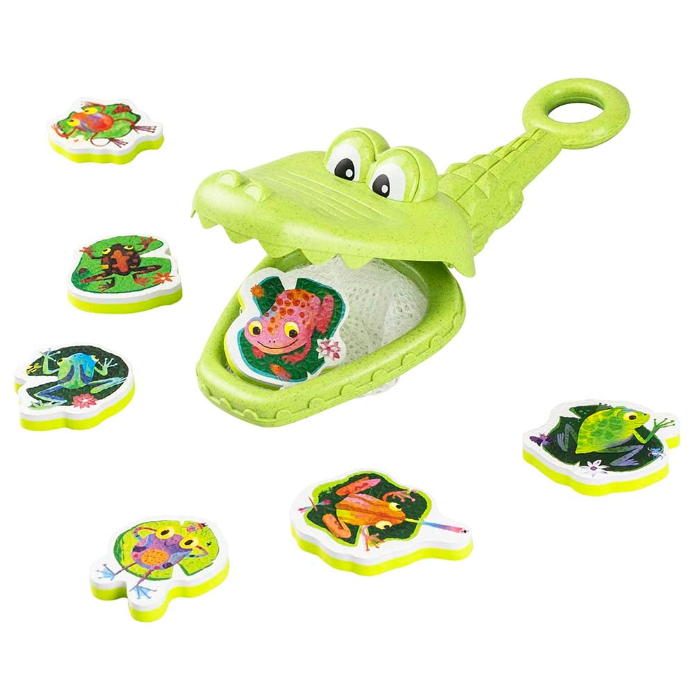 Tiger Tribe Croc Chasey - Suitable for 1-3 years bio-plastic 1 snappy toothed Croc, 7 foam floaty frogs.