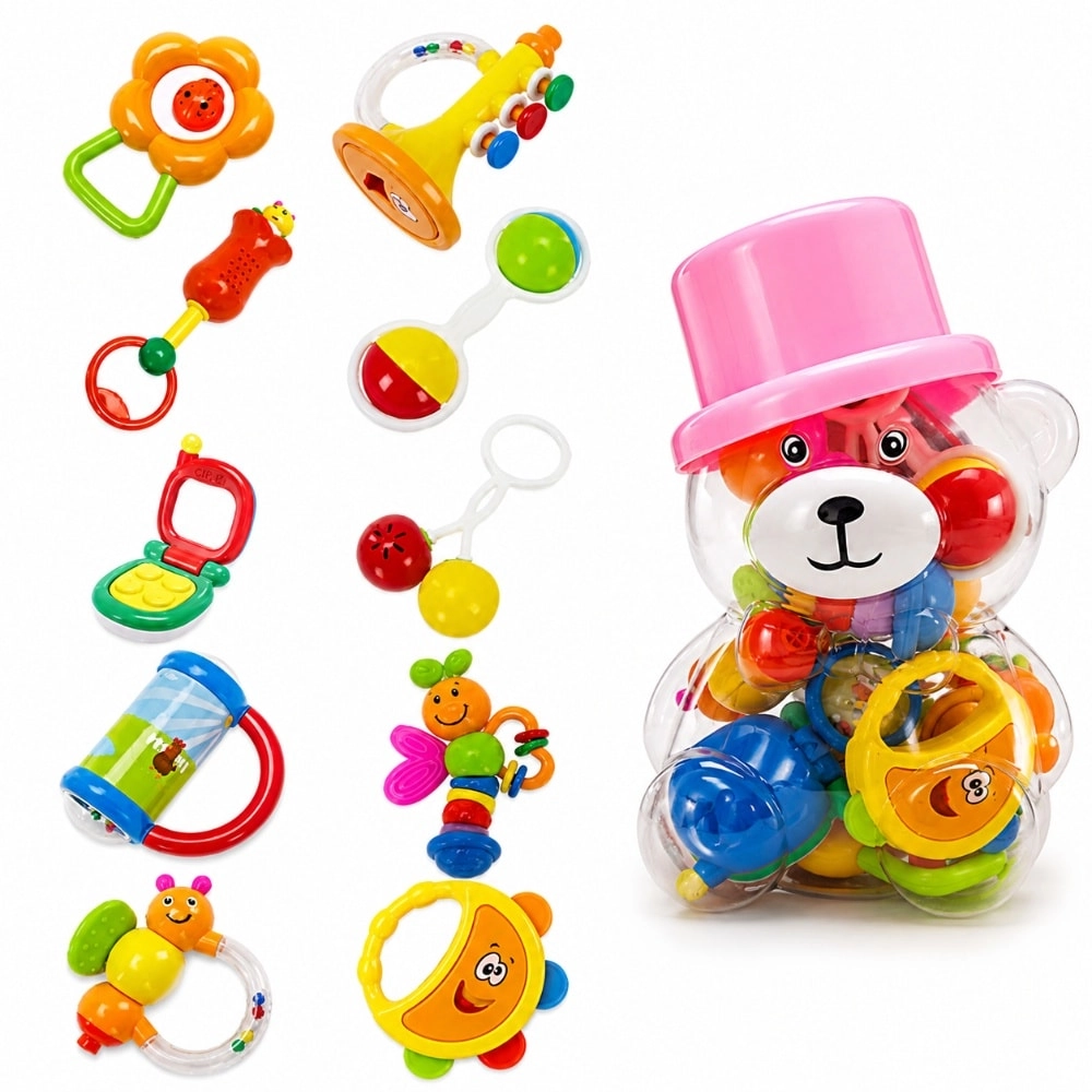GREEN FUTURE Baby Rattle Toy - 10 Pc Pink Gift Set