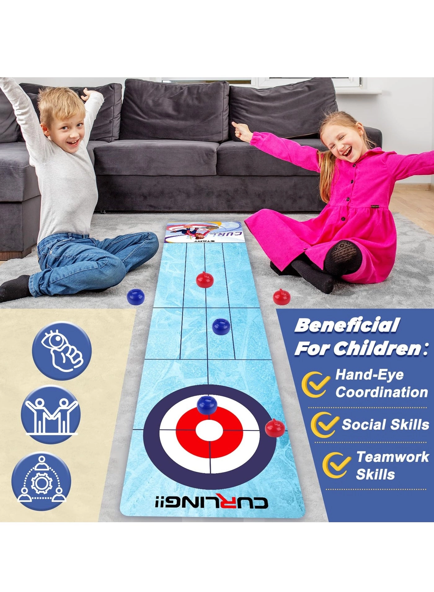 Tabletop Curling Strategy Game - Multicolour
