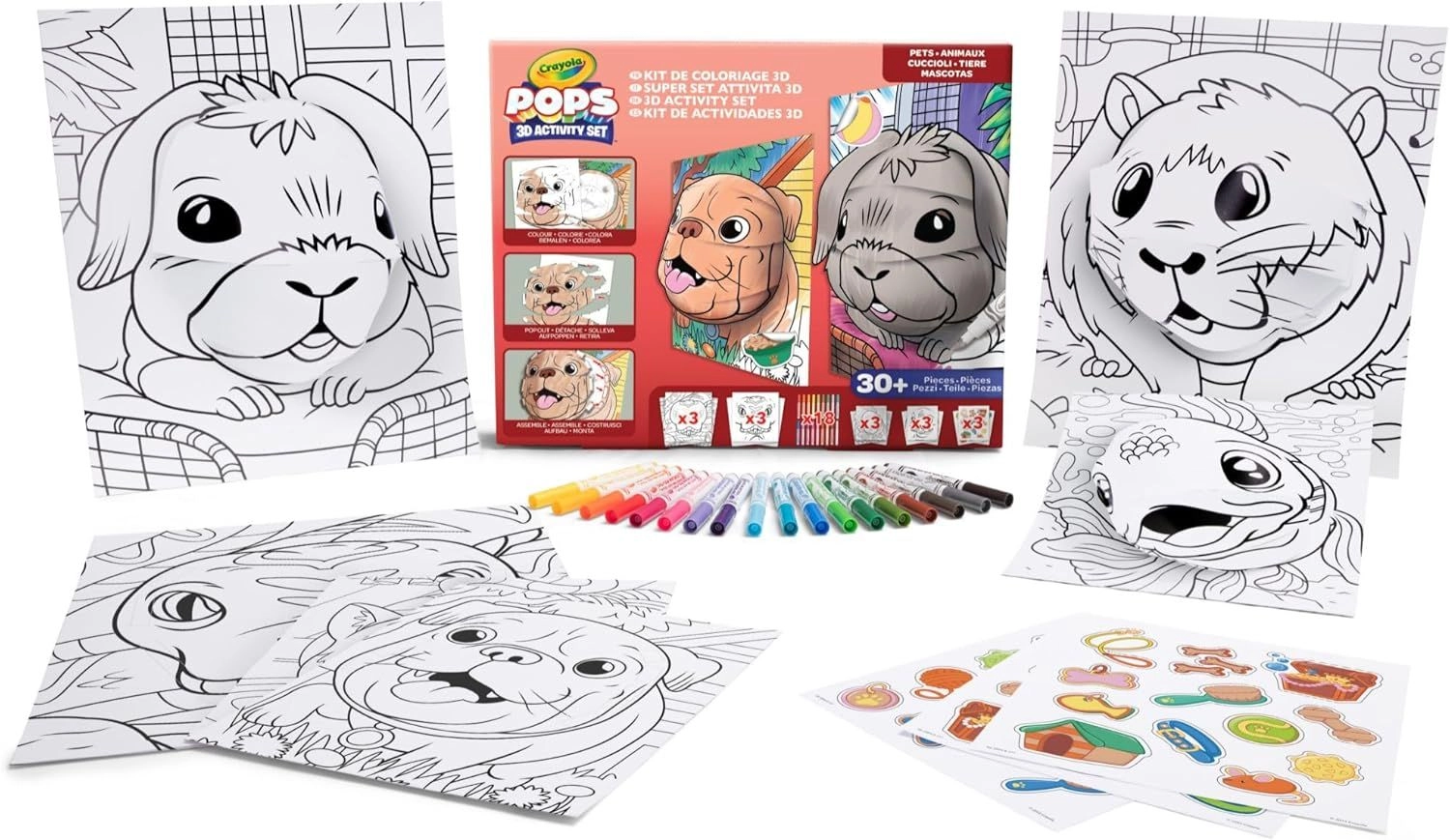 Pops Super 3D Activity Set - 18 washable markers