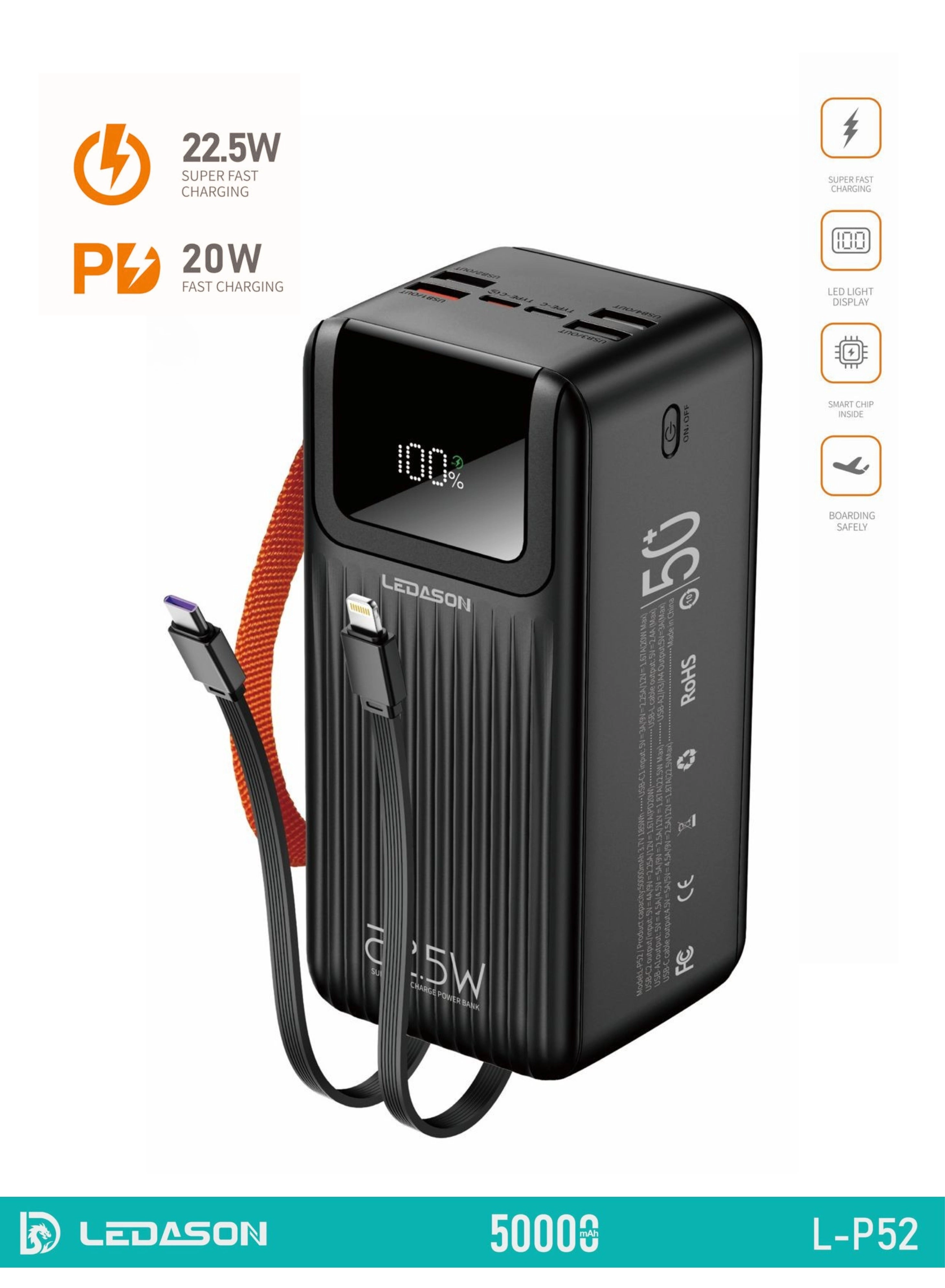 L-P52 - 50000mAh 22.5W 4 USB 2 Type-C