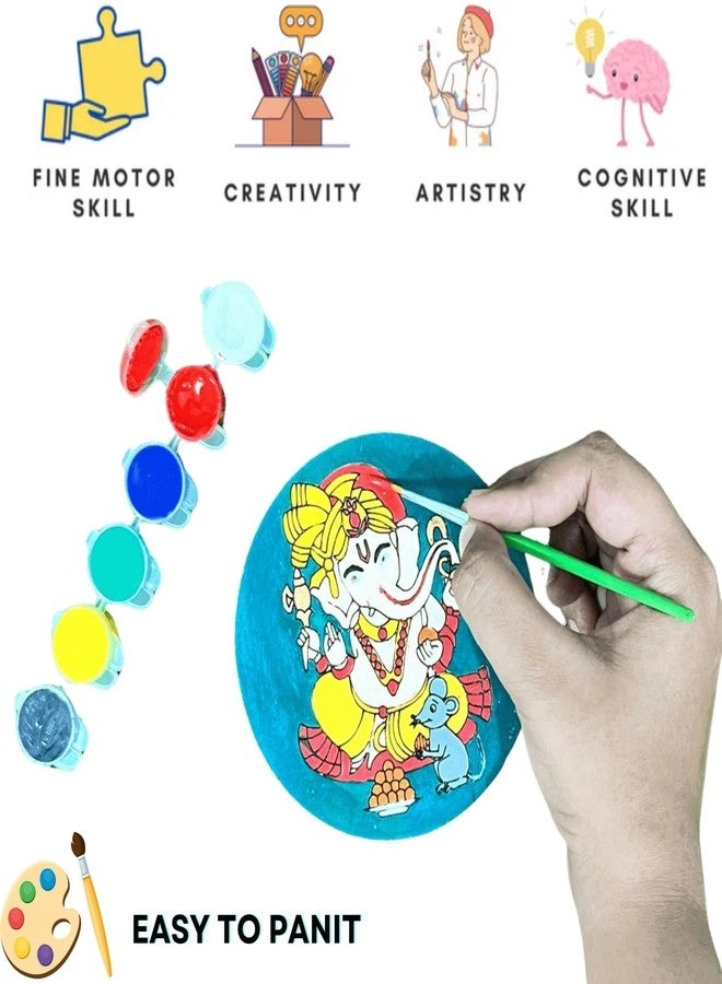 Pre-Marked Ganesha Cutout - Wooden DIY Craft Kit Water Color Included
