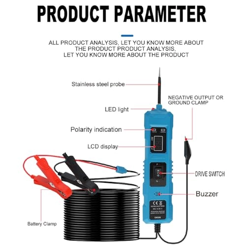CAR Circuit Tester - 1 to 8 amp 6 to 36V DC 2 Clips