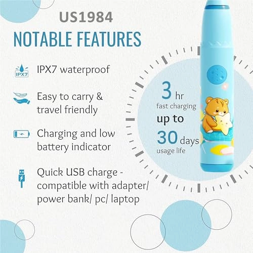 Sonic Electric Toothbrush - 4 Modes 3 Brush Heads Rechargeable