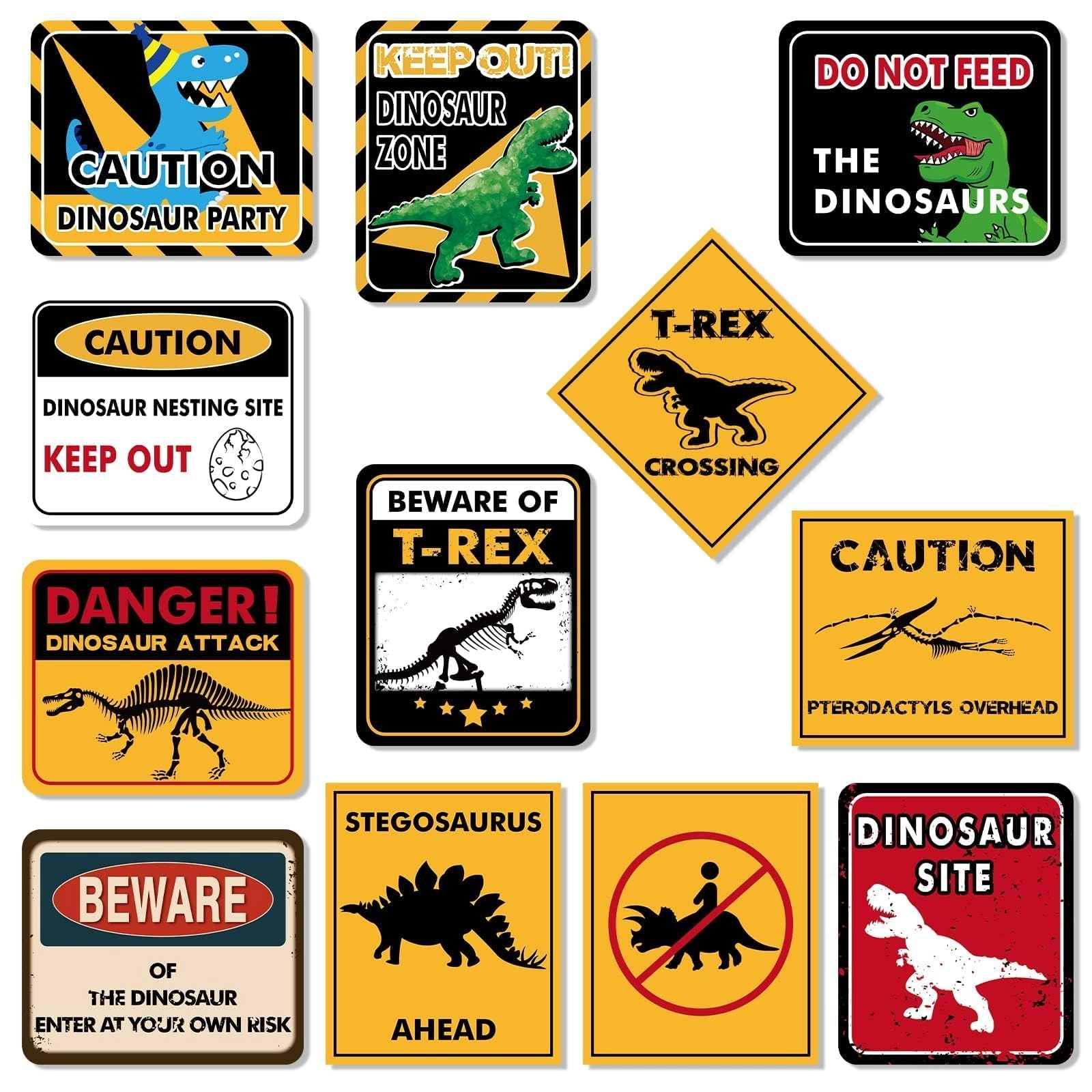 Wernnsai Dinosaur Signs - 12 PCS Birthday