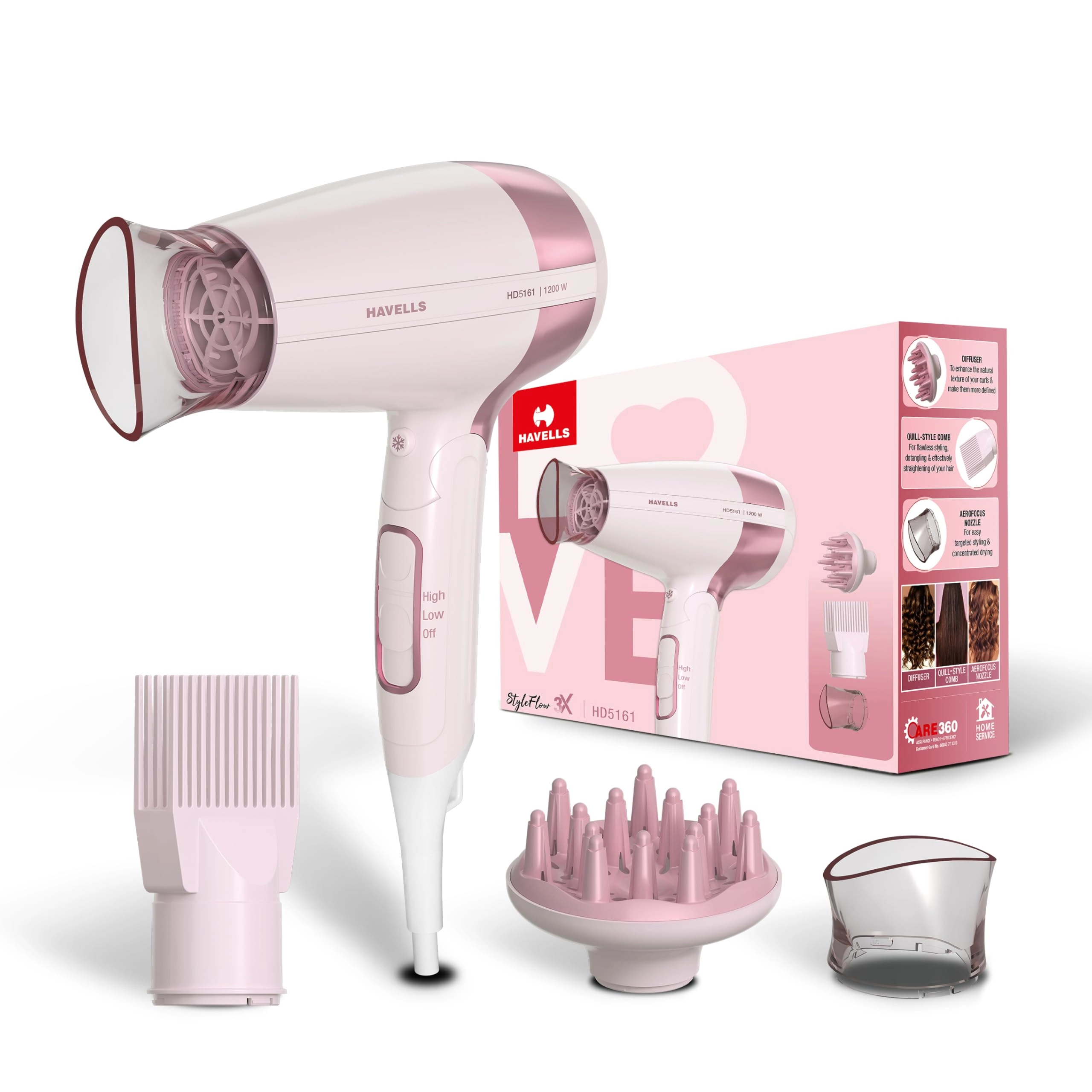 Havells India Ltd, Havells india ltd StyleFlow 3X - 1200W 3 Temperature 2 Speed