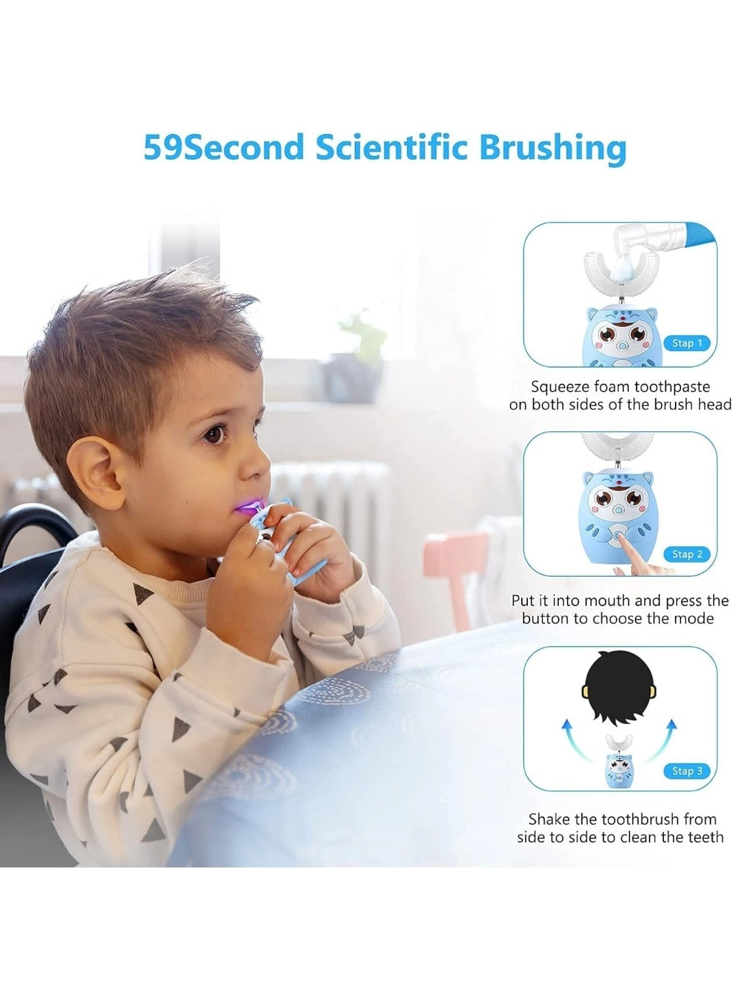 U Shaped Ultrasonic Automatic Toothbrush - Six Cleaning Modes Rechargeable