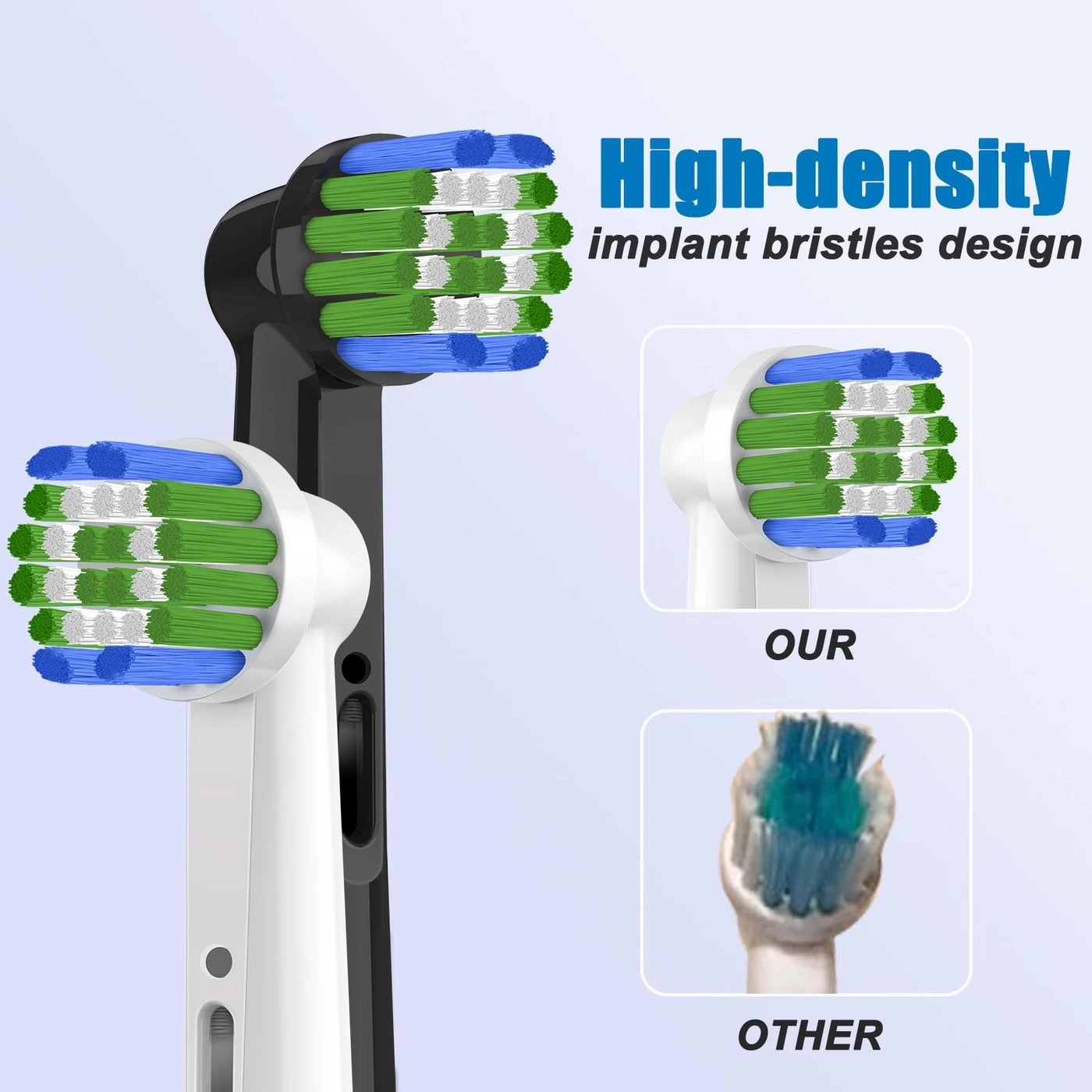 Replacement Toothbrush Heads - Compatible with Oral B Braun Pro 500, 1000, Genius X, Smart 1500 Series 8 Pack White+Black