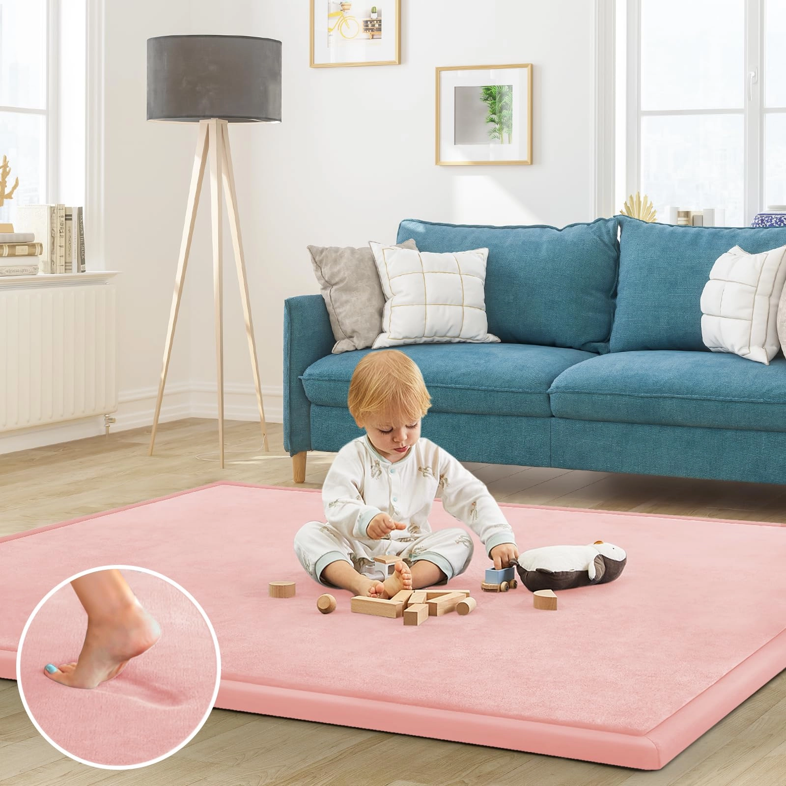 Baby Play Mat - 79"x158" 1.3" Thick Cream