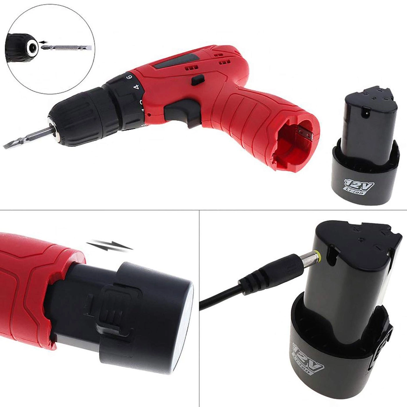 Cordless Screwdriver drill machine - 12V 0-10mm + 1200 mAh Battery + Charging Adapter + Polishing Pad kit - 5 inch