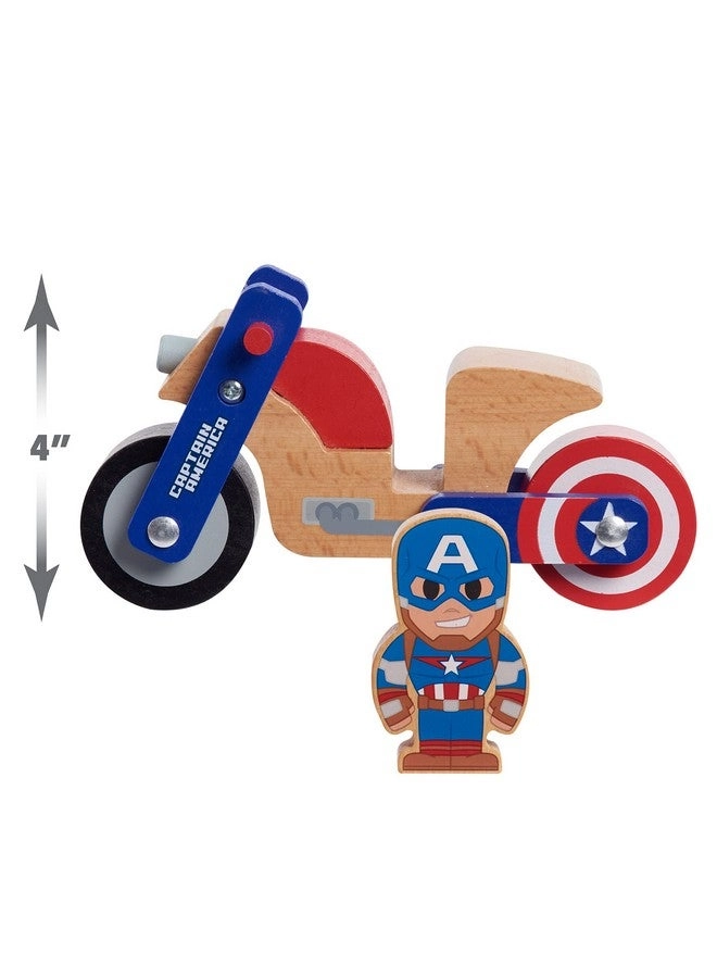 Disney Wooden Toys - Captain America + Motorcycle