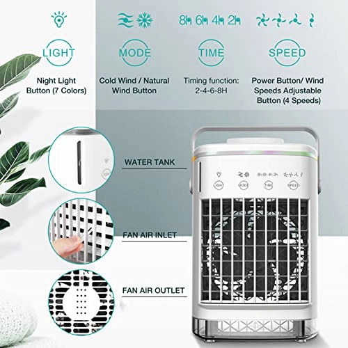 Portable Air Conditioner - 700ml 7-color LED 2H/4H Timer