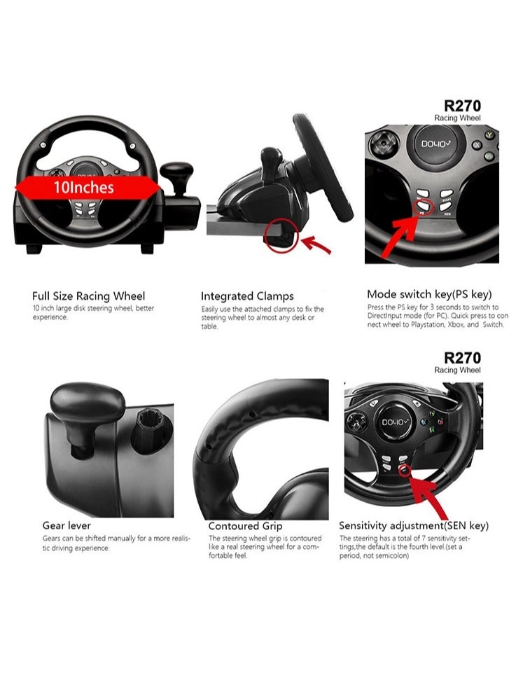 R270 Racing Wheel & Pedals - PC PS3 PS4 XBOX ONE XBOX 360 Nintendo Switch Android
