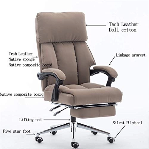 Desk Chair - PU Leather Brown High Back
