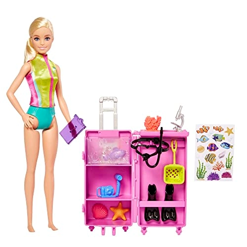Barbie Marine Biologist - Mobile Lab Playset Blonde 10+ Pieces Ages 3+