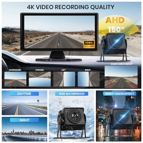 Car Rear View Camera + 9 Inch Monitor - Night Vision Wired 1080P