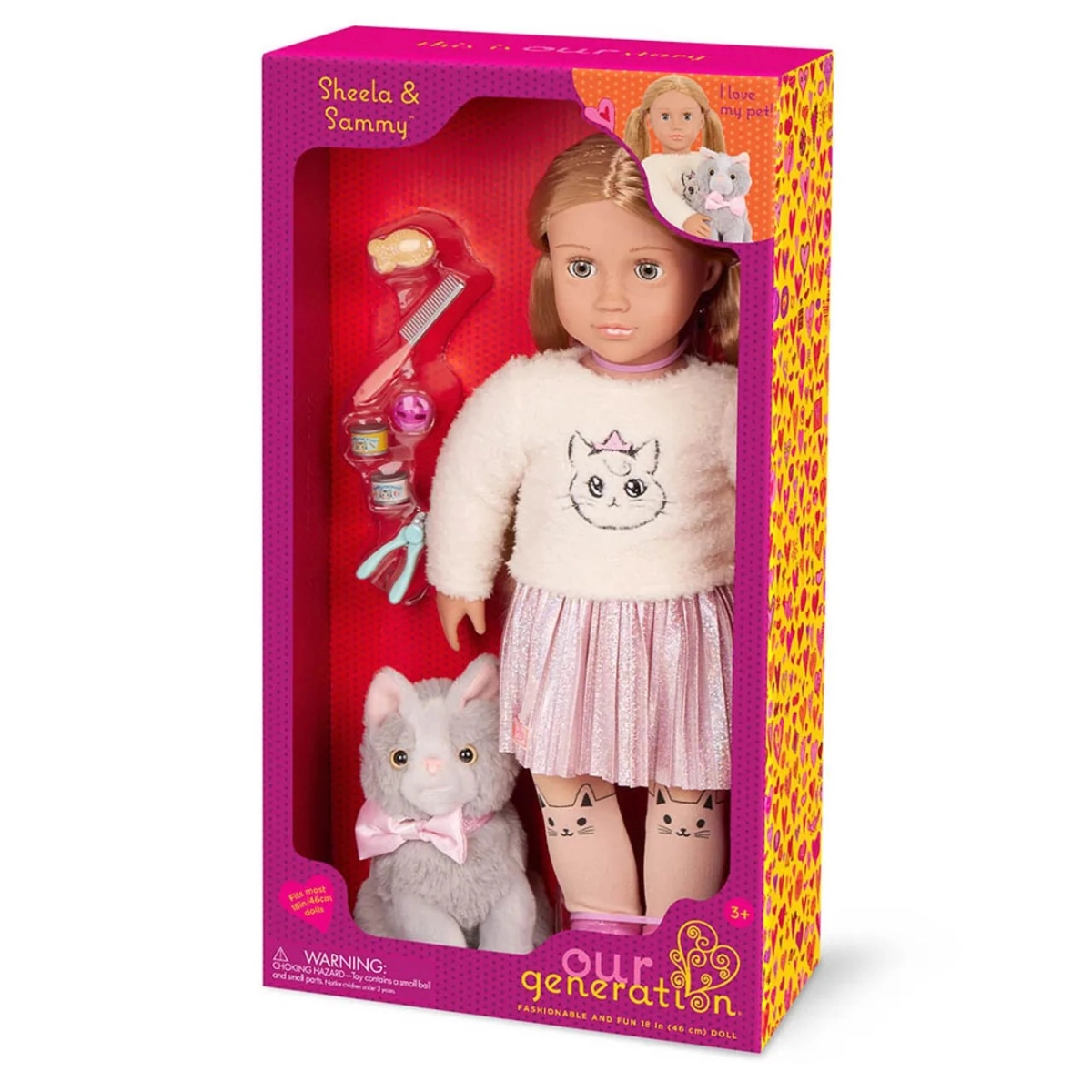 Sheela And Sammy Doll - Pet Kitten Playset 18 Inch Ages 3+