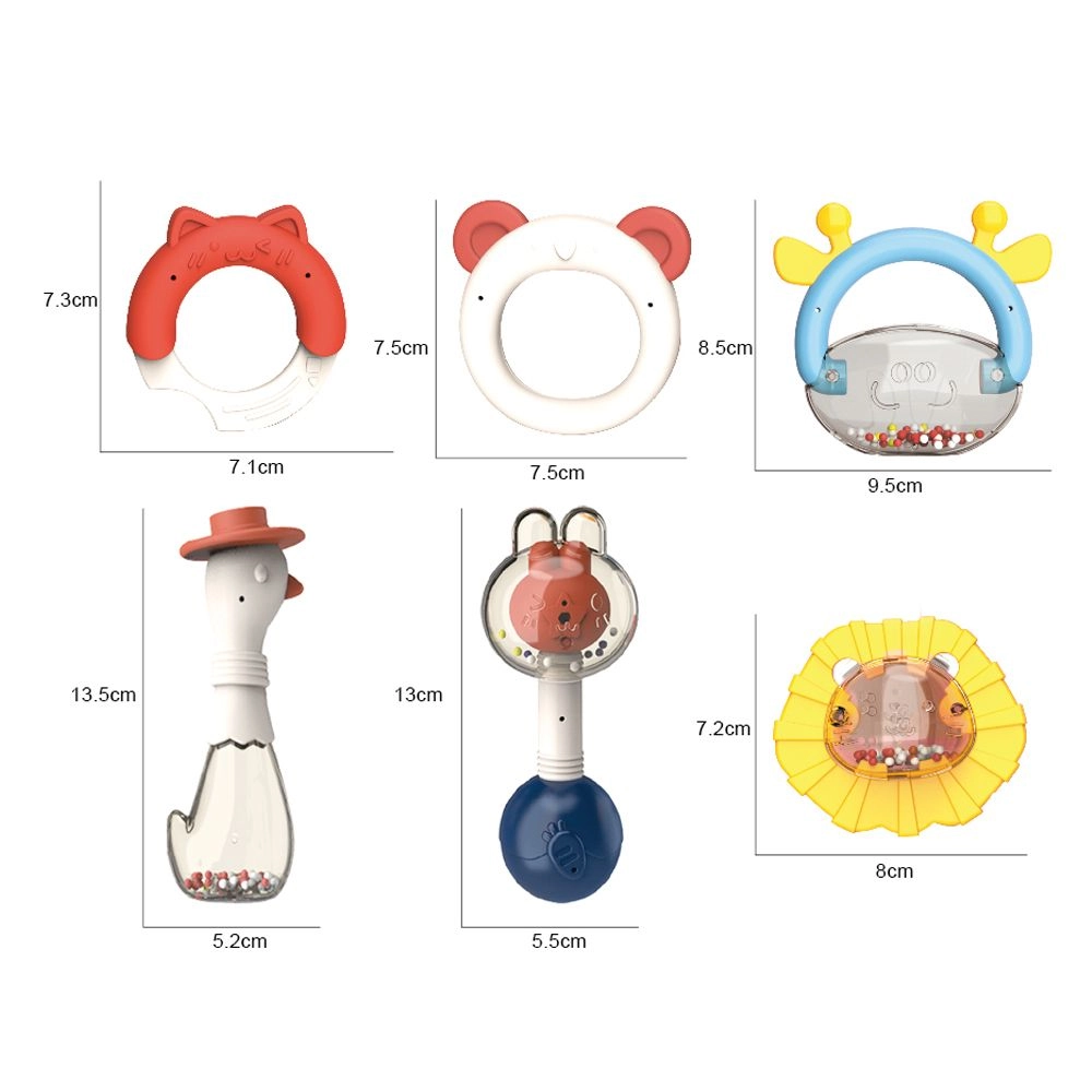 Boiled Animal Rattle - 1+ plastic 6 pieces