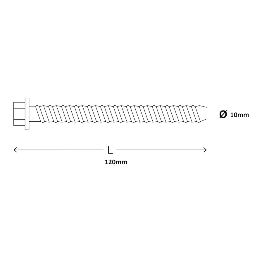 Steel Hex Concrete Screw Pack - 12 cm Dia. 1