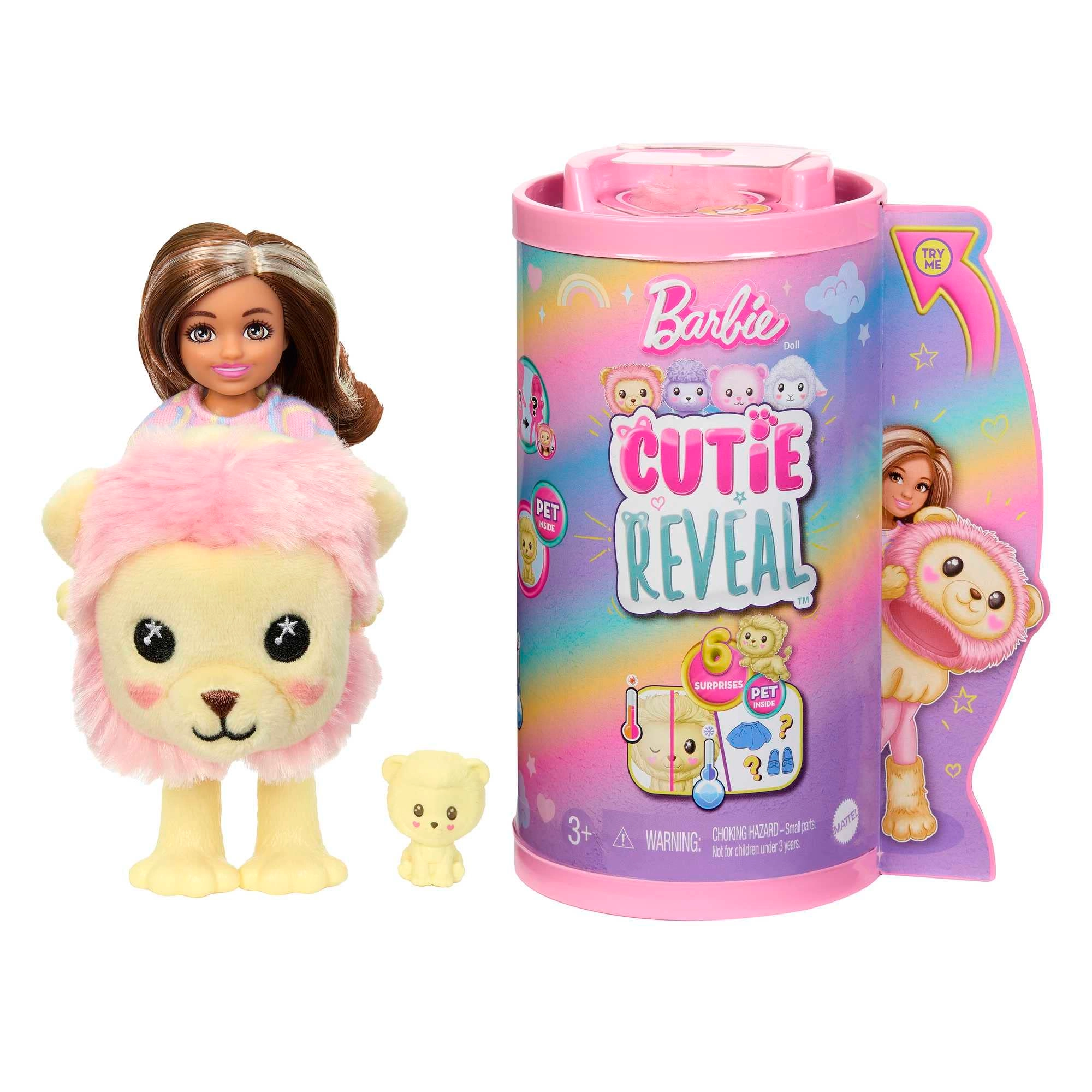 Barbie Cutie Reveal Cozy Cute Tees Series Chelsea Doll - Plush Lion Brunette Ages 3+