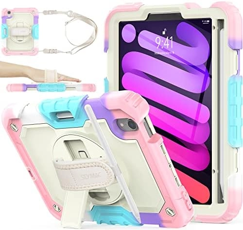 Seymac Stock 360 Rotating Stand Case with Screen Protector and Pencil Holder for iPad Mini 6 8.3-inch (2021)