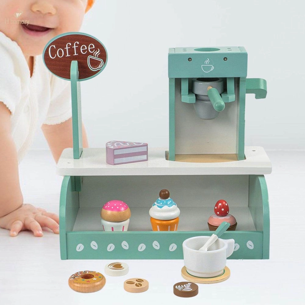 Kids Wooden Coffee Machine Station Playset - 12 pcs (5551007-KABI-0159)