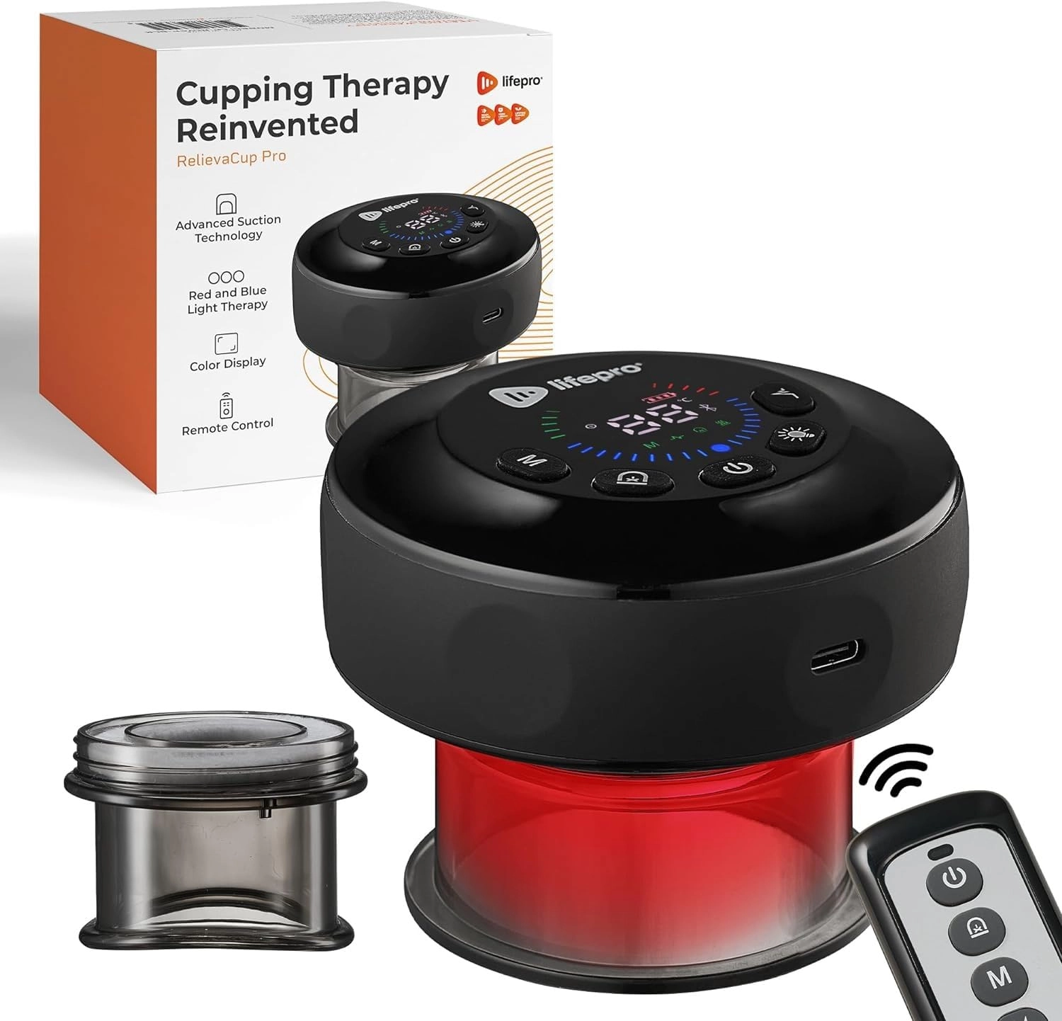 LifePro RelievaCup - 4-in-1 Red Light Cupping